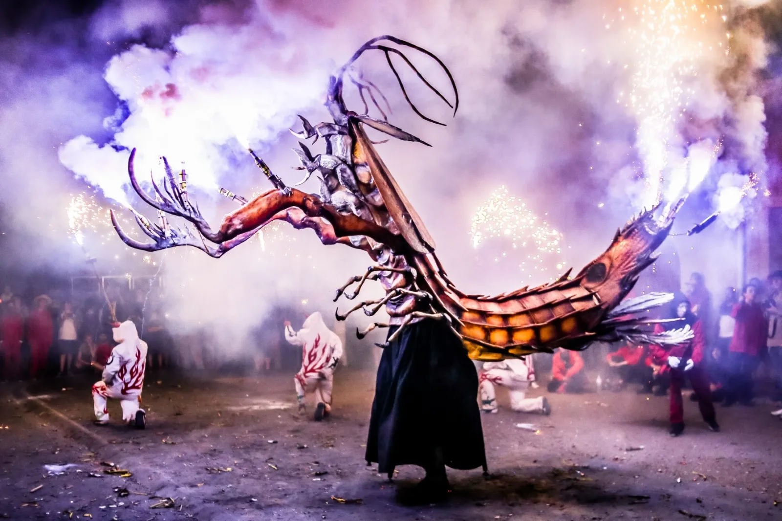 Moment de l'actuació dels Diables Cagarrieres de Cambrils en el 10è Festival d'Enceses d'Artesa de Lleida