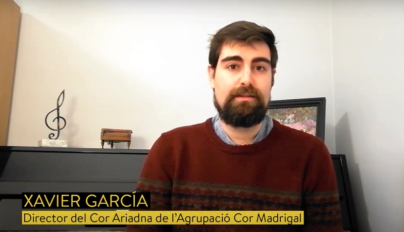 Imatge de l'entrevista a Xavier García, director del Cor Ariadna de l'Agrupació Cor Madrigal