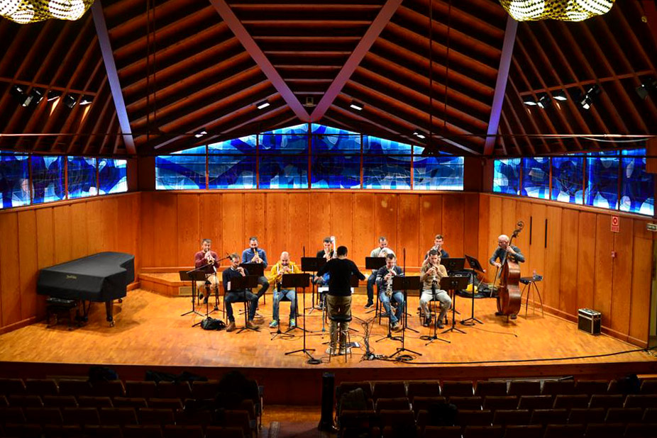 Enregistrament de la Cobla de Cambra de Catalunya a l'Auditori Pau Casals (El Vendrell).